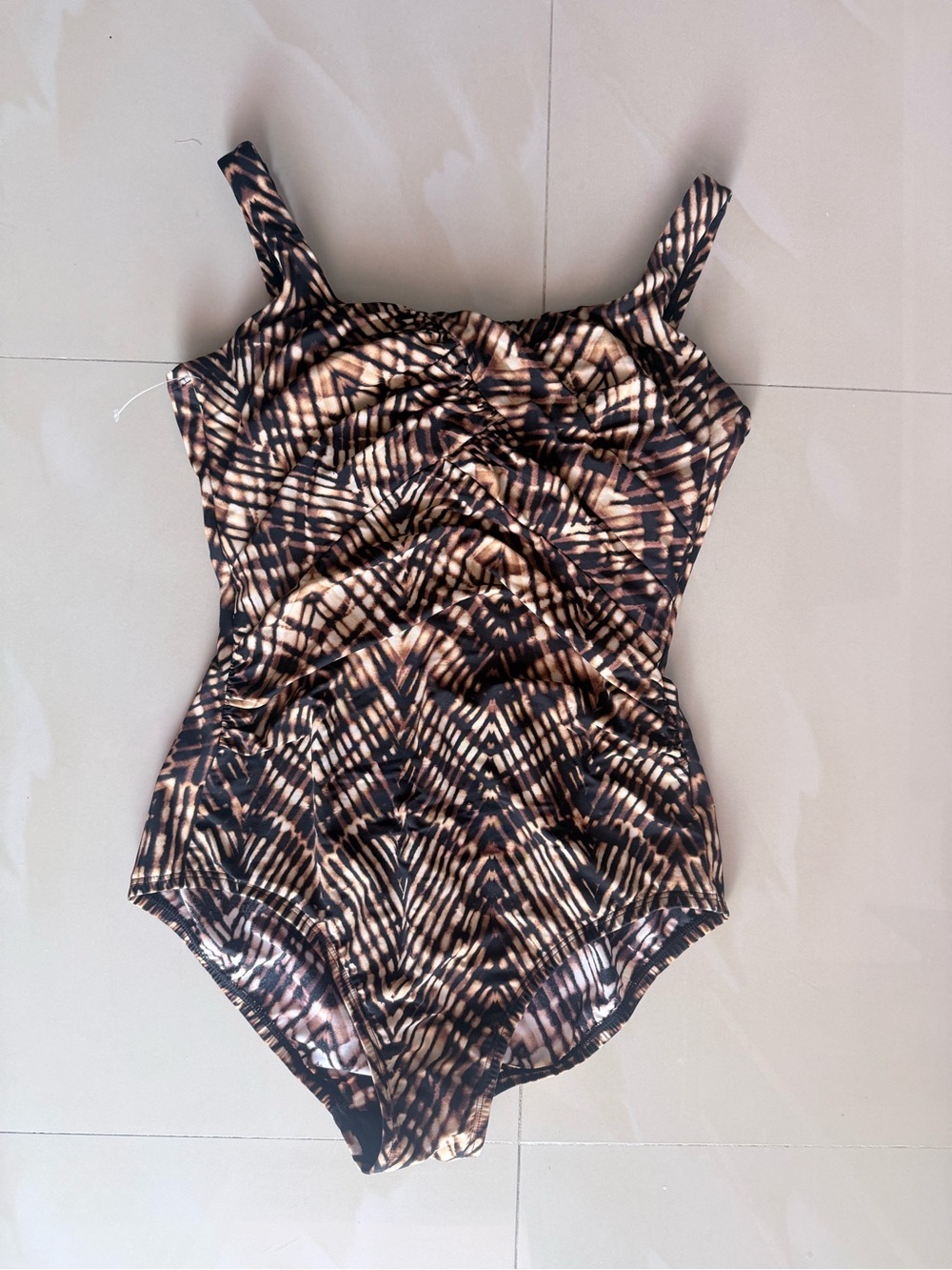 Lands' End Brown and Black Patterned One-Piece Swimsuit